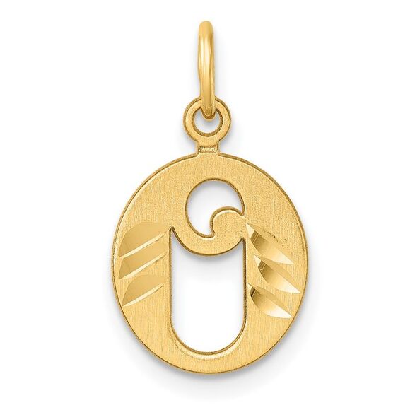 14k Yellow Gold Diamond-cut Letter O Initial Charm